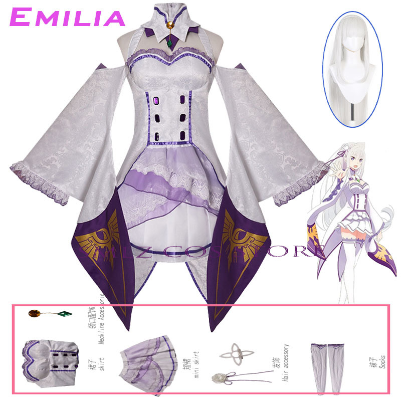 Women Accessories Set - Emilia Cosplay Anime Re Zero Kara