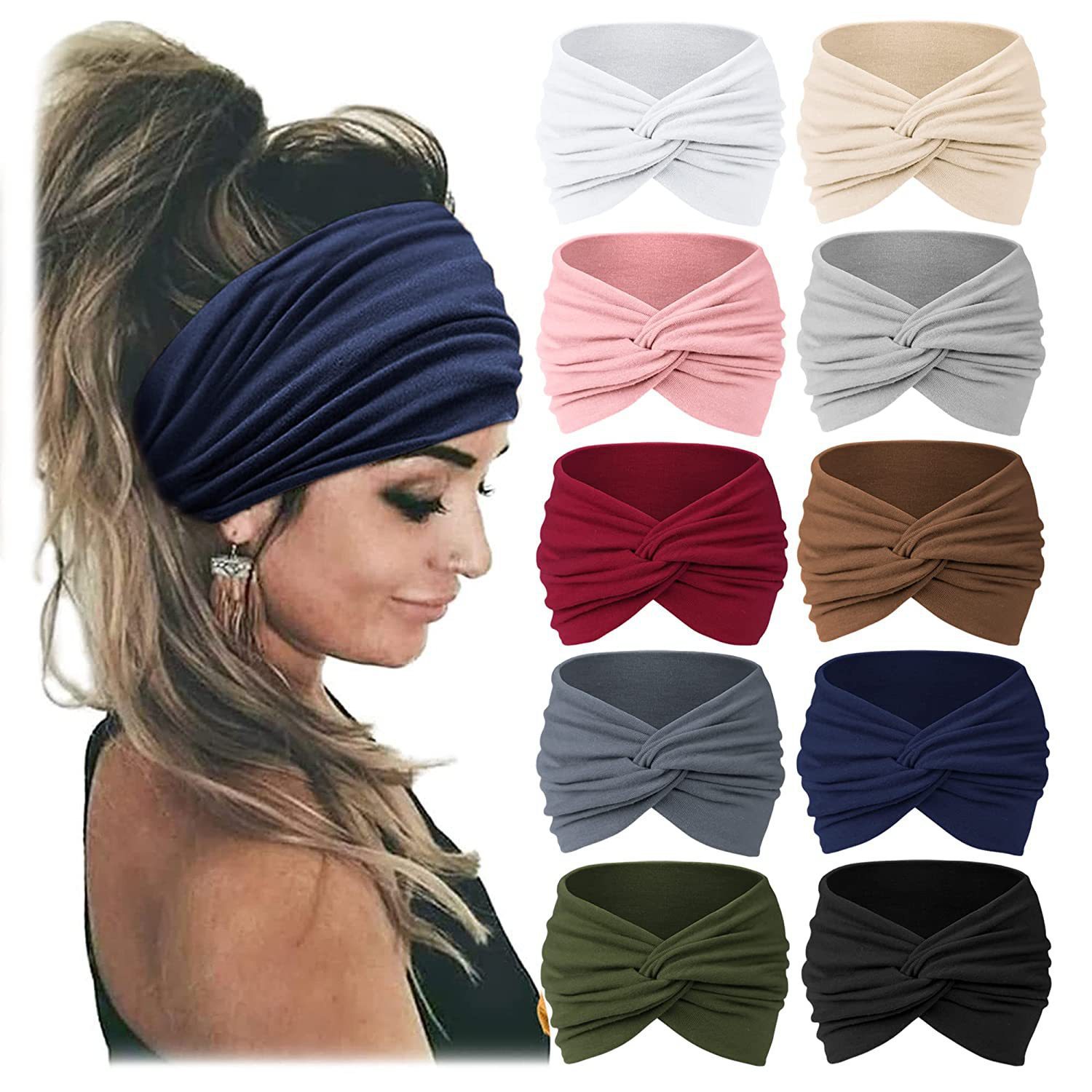 Women'S Exercise Accessories - Women's Wide Elastic Headband, Anti-slip Accessory