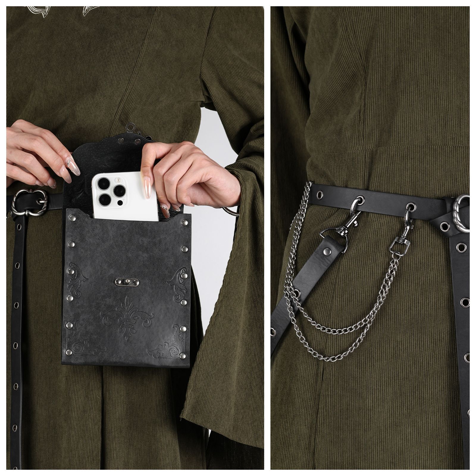 Women Knight Accessories - Steampunk Medieval Viking Pouch Bag with
