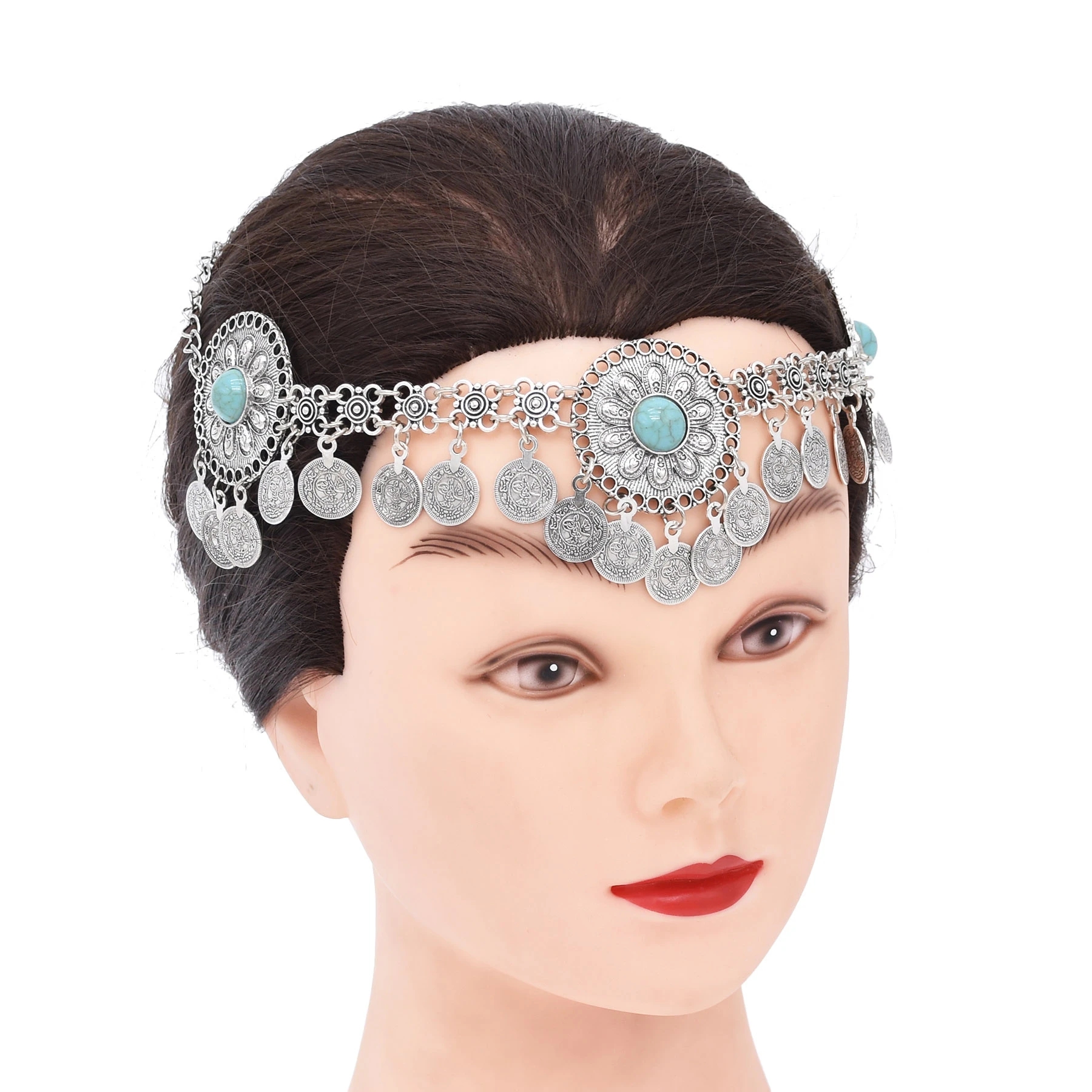 Women Accessories Pakistan - 3 Large Flower Retro Coin Forehead