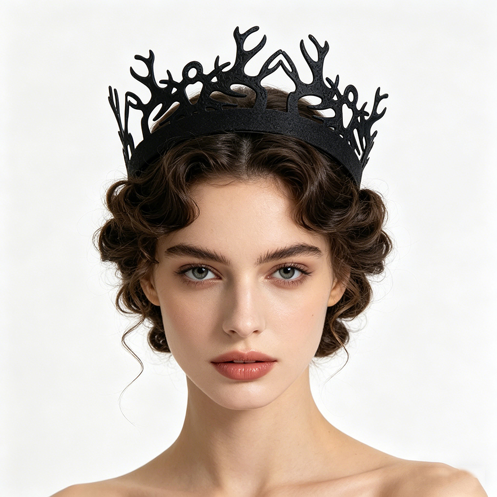 Queen Accessories - 1pc Fashion Black Gothic Antler Crown