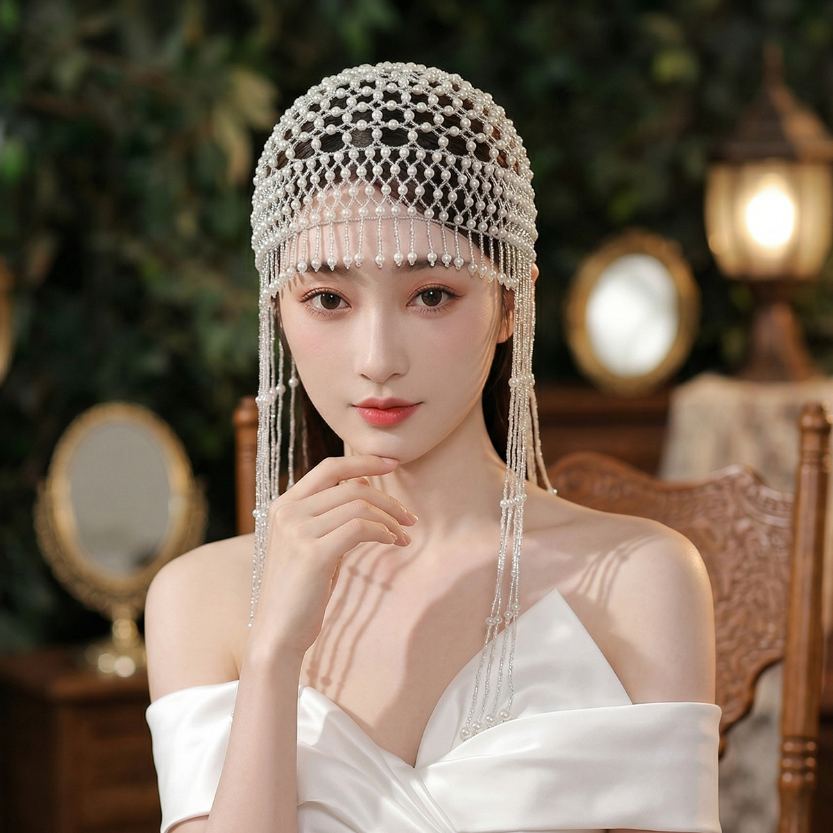 Luxury Pearls Beaded Headwrap  - Women Knight Accessories 评论和价格