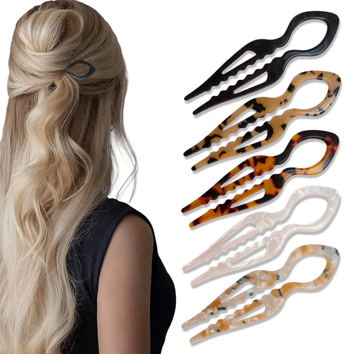 U-Shaped Hair Sticks Tortoises - Women Knight Accessories 评论和价格