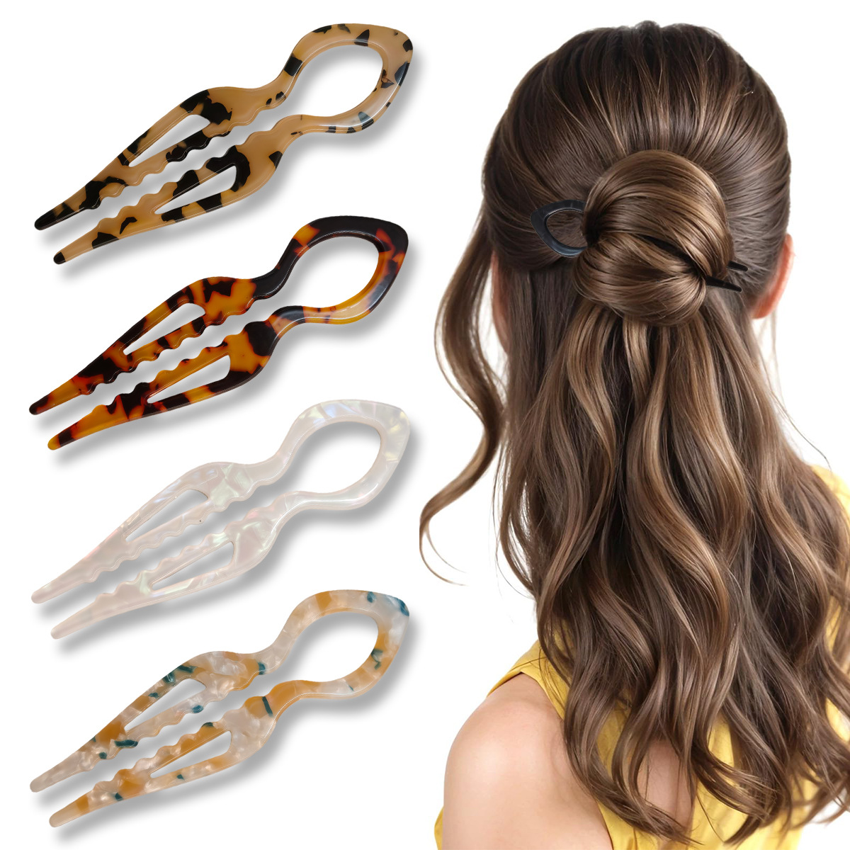 U-Shaped Hair Sticks Tortoises - Women Knight Accessories 评论和价格