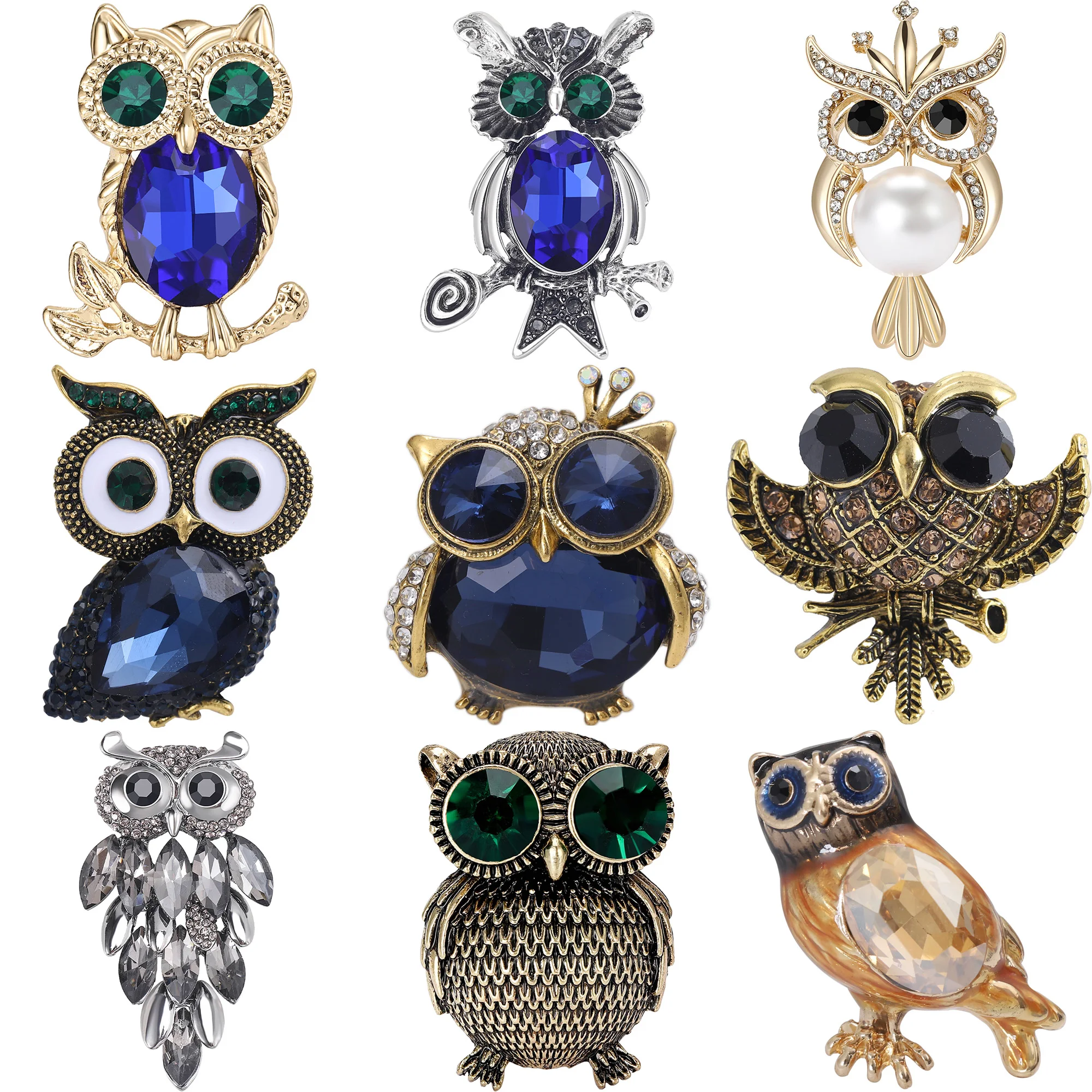 Rhinestone Owl Brooches for Wo - Women'S Accessories Categories 评论和价格
