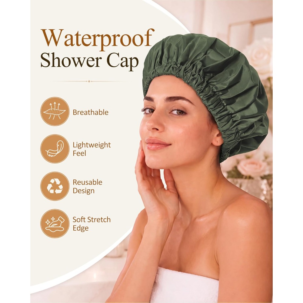 Reusable Waterproof Shower Cap - Women Accessories Images 评论和价格