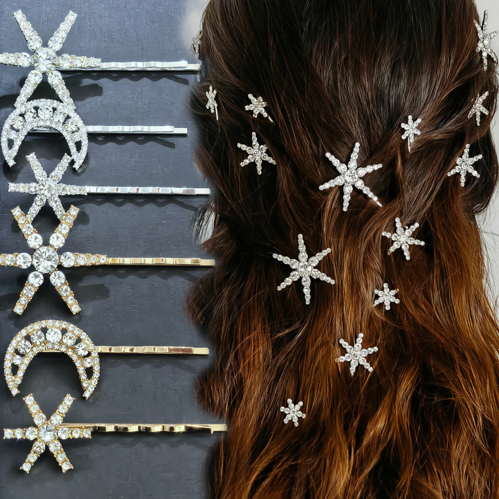 3/4 pcs set Crystal Star Hairp - Women Knight Accessories 评论和价格