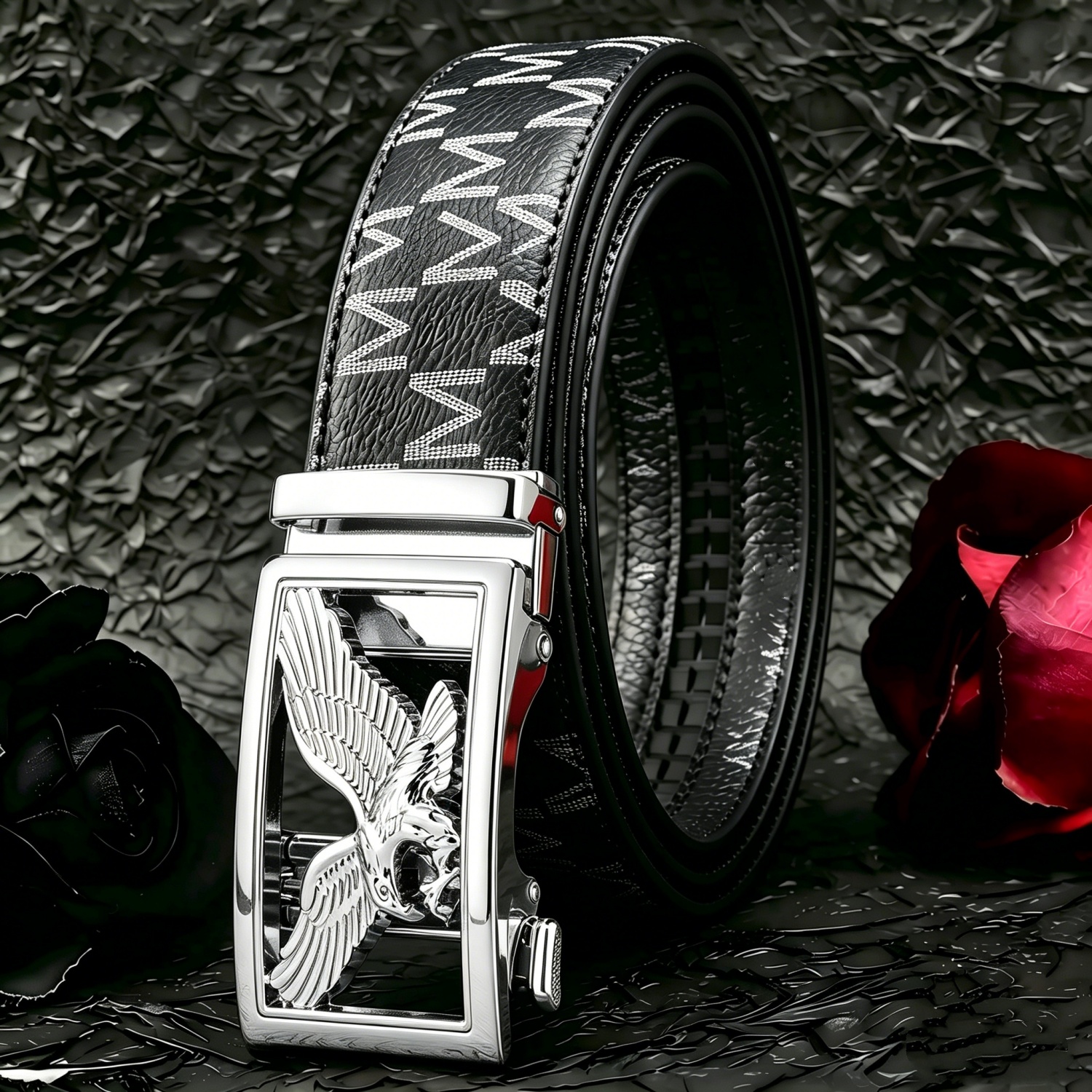 Stylish Metal Buckle Men Belt  - Women'S Eagles Accessories 评论和价格