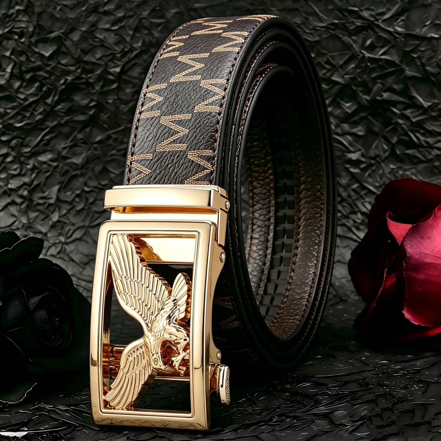 Stylish Metal Buckle Men Belt  - Women'S Eagles Accessories 评论和价格